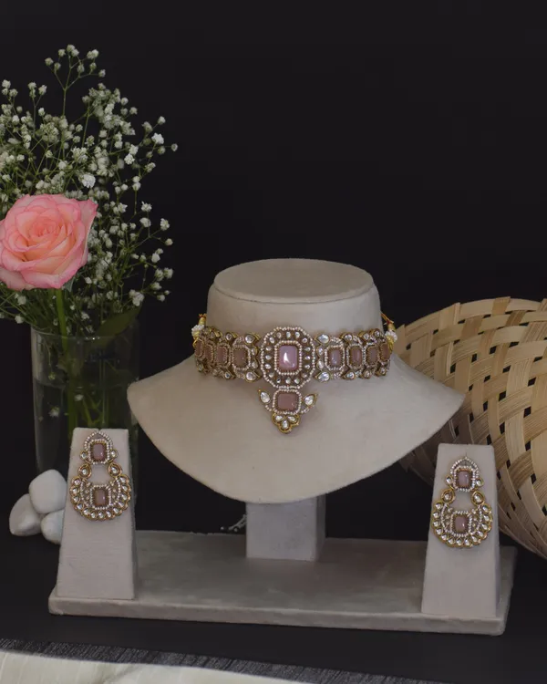 Pink_Brass_Necklace_Set_For_Women